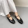 Johnature Genuine Leather Flats Women's Shoes Round Toe Casual Shallow Belt Buckle Soft Soled Shoes