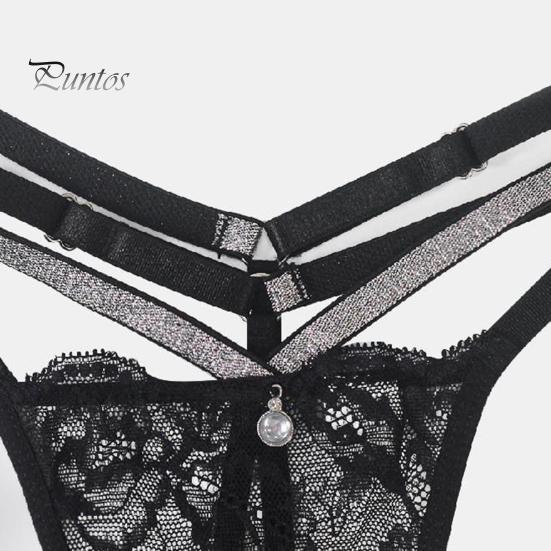 Thin Strap Underwear Women's Glitter Thong Sexy Floral Lace Sheer Breathable Strappy Rhinestone G-String Stretch Panties Romantic