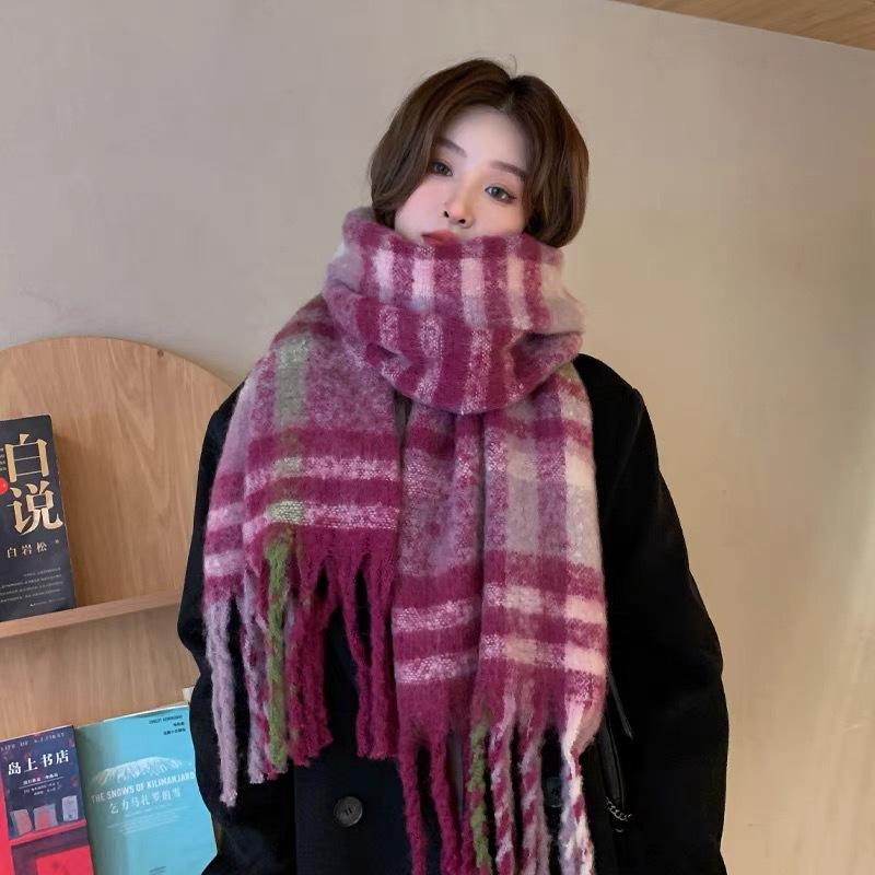 New Maillard Premium Plaid Scarf Women's Winter Korean Shawl Dual-purpose Spring and Autumn Thickened Warm Tide