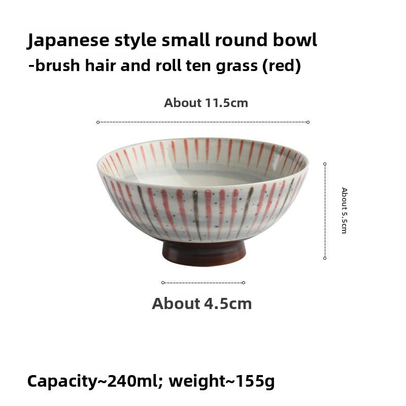 Japanese Ceramic Rice Bowl Set High Foot Soup Bowl Single Round Dishware for Home Use