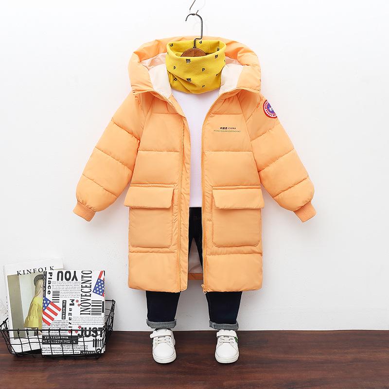 Winter Kids' Mid-Length Hooded Cotton Jacket - Korean Style, Thick and Cozy for Boys and Girls