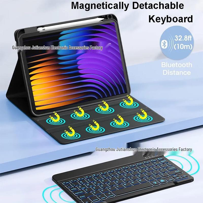 Xiaomi Pad 7 Pro Case with 7-Color Backlit Bluetooth Keyboard, TPU Protective Cover & Pen Slot