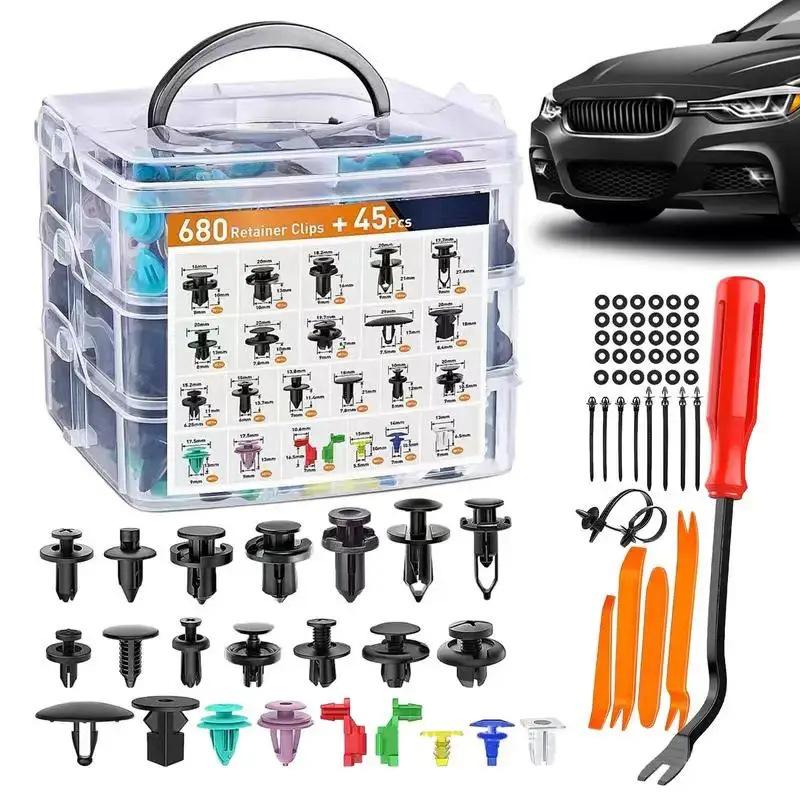 Универсальный набор из 725 зажимов-крепежей для автомобильных бамперов (передних и задних) 680PCS Single Set