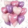 12 stuks/set Pastel Roze Paarse Hartballonnen 18 Inch Hartvormige Aluminiumfolie Ballon Verjaardagsfeest Valentijnsdag Decoratie