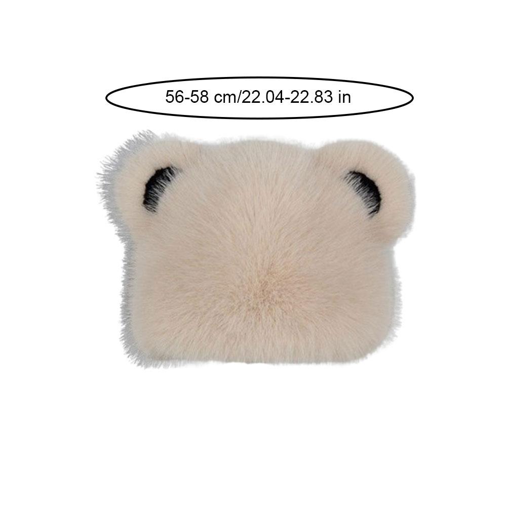 Fashion Bear Ear Fur Cap For Women Fur Hat Autumn and Winter Fur Hats Mongolian Hat Brimless Plush Fluffy Skiing Riding Warm Cap