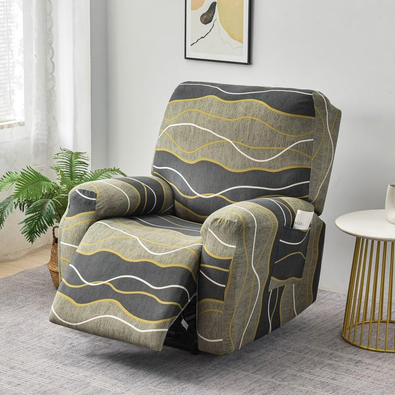 Stretch Recliner Chair Cover 4-Pieces Soft Recliner Chair Slipcover 1-Seater Sofa Couch Protector Home Decor Washable