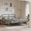 Metal Bed Frame with Headboard and Footboard Black 150x200 Cm