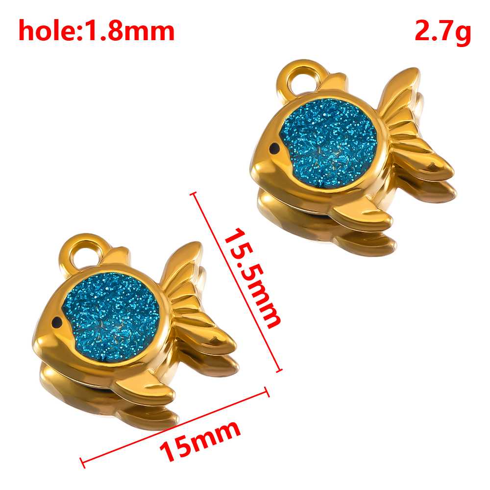 2pcs Stainless Steel Marine Animals Pendant Shell Turtle Starfish Demon Fish Necklace Earring Charm for Jewelry Making Supplies