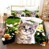 Animal Cat Duvet Cover King Queen Black White Funny Cute Pet Kitty Bedding Set For Kids Teens Adult Fashion Soft Comforter Cover