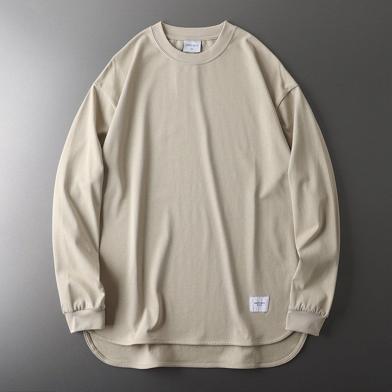 Fashion Brand European and American Long-Sleeved Export T-shirt Khaki M