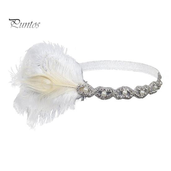 Flapper Feather Headband Black Rhinestone Hair Band 1920s Vintage Gatsby Secure Party Headpiece Women Prom