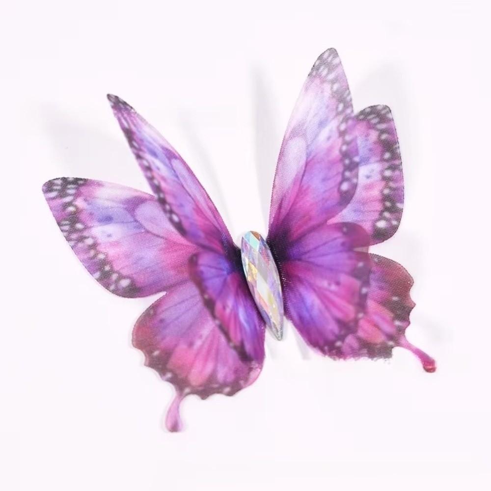 50Pcs 3D Organza Fabric Butterfly Appliques Colorful Double-layer Chiffon Tulle Butterfly Patches Translucent