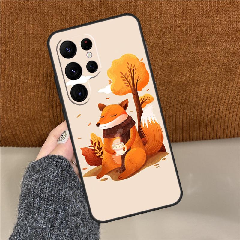 Autumn Leaves Fall Fox Phone Case For Samsung Galaxy S25 Ultra S9 S10 Plus S20 FE S21 S22 S23 S24 Ultra Back Cover