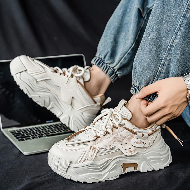 New Fashion Men 's Four Seasons Comfortable Thick Sole Shoes Students BoysTrending Soft Sole Breathable Casual Running Sneakers