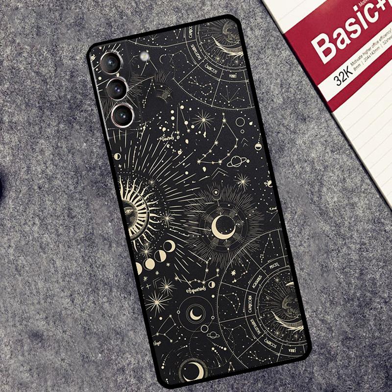 Suns Moons Clouds Astrological Case For Samsung Galaxy S24 S23 S22 S21 Ultra Plus Note 10 Note 20 S8 S9 S10 S20 FE Cover