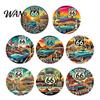 Non-slip Cup Coasters 8PCS Coasters, Colorful Wood with Non-Slip Heat Insulation Set Waterproof Drink Holder, for Home Office Dining Table Decorative