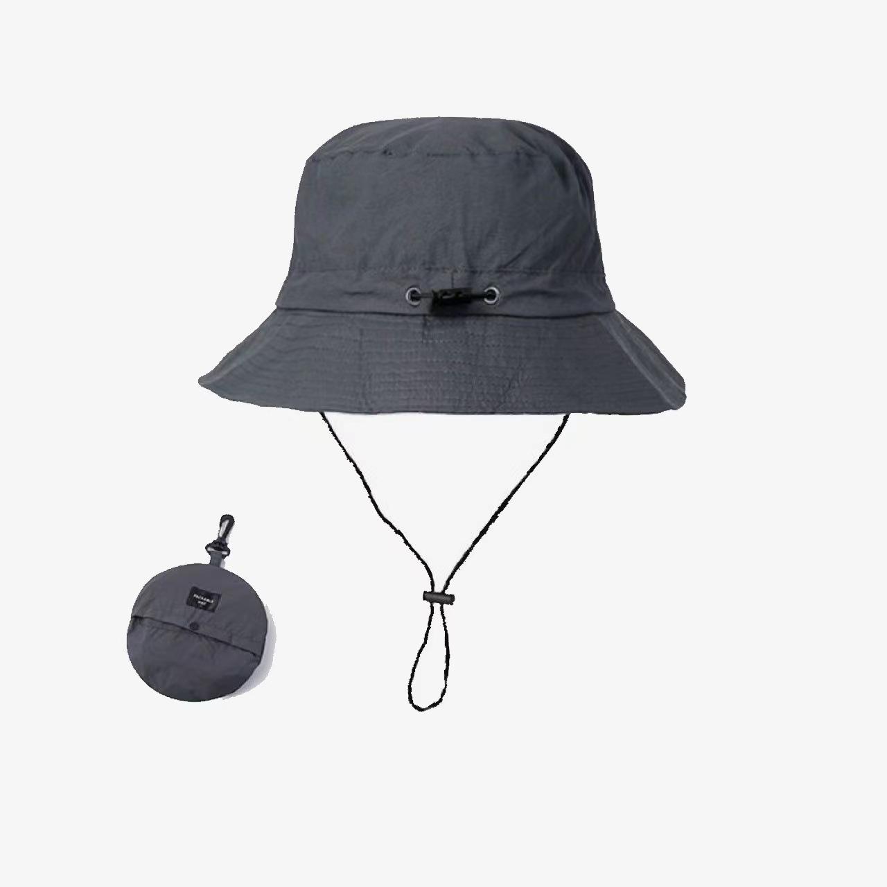 

Summer Sun Protection Waterproof Fisherman hat Bucket Camping Hiking Mountaineering Cap With Storage Bag Anti-UV Sun One Size серый