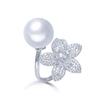 Korean Cold Style Design Pearl Open Ring Slightly Inlaid Zircon Personalized Ring Hand Jewelry