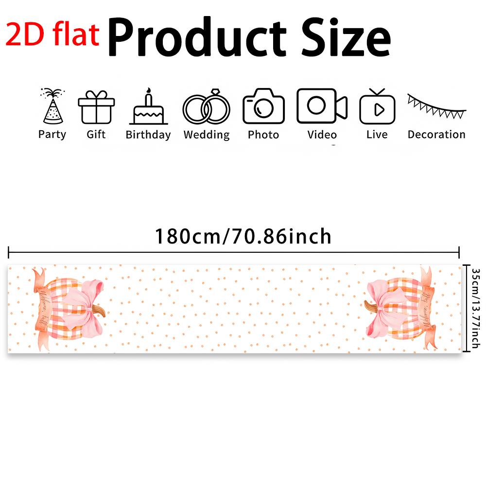 Watercolor Plaid Pumpkin Table Runner Pink Bow Welcome Fall Dot Table Decor Harvest Thanksgiving Halloween Dining Kitchen