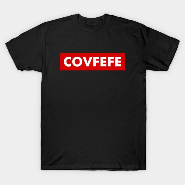 Asian Size Men Black Print T-shirt Covfefe No-Cut Print Cotton Tshirt 4XL