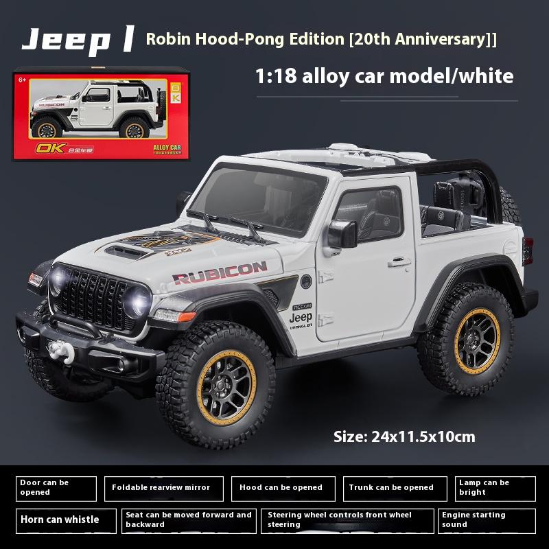 1/18 Jeep Wrangler Rubicon Convertible Version Off Road SUV Alloy Diecast Car Model Sound & Light Children Toys Birthday Gifts