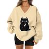 Women's V-neck Dropped Shoulder Halloween Print Sports Sweatshirt Top