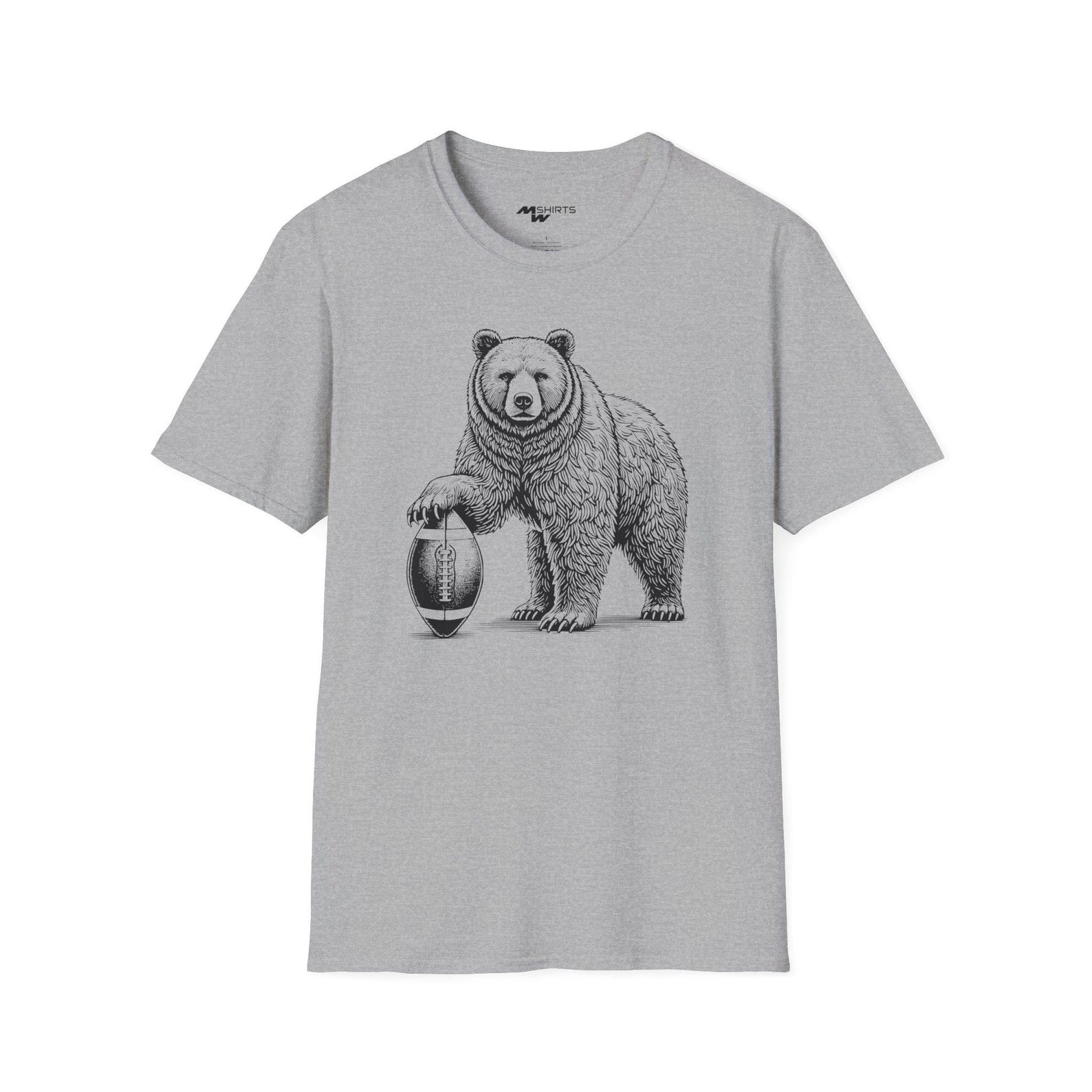Unisex Softstyle T-Shirt/ Football Bear/ Engraving-Style T-Shirt S