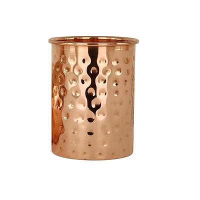 100% Pure Copper Hammered Tumbler 300ml | Ayurvedic Drinking Glass for Water | Traditional Handcrafted Copper Utensil