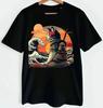 Retro Samurai Cat T-shirt The Great Wave Off Kanagawa Hokusai
