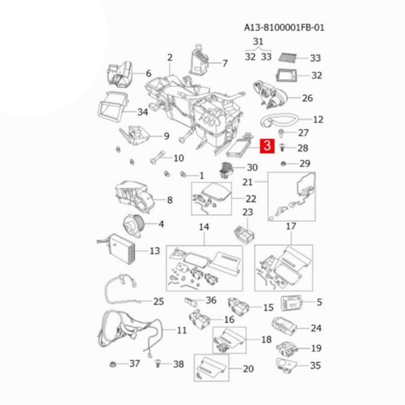 For Chery A13 A15 A18 Tiggo 2/Tiggo 3X DR3 A11-8107023 Car Air Conditioning Heater Radiator Core Small AC Replacement Part
