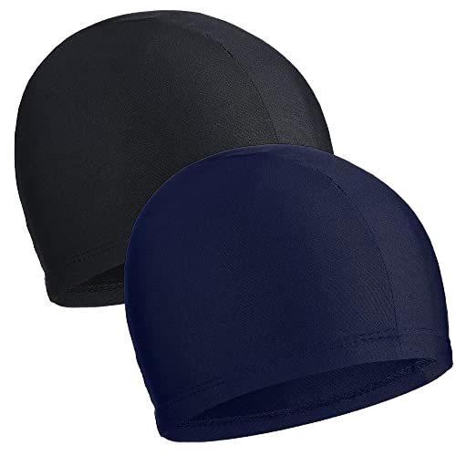 High Elastic Polyester Summer Swimming Cap Quick Drying Youth/Children s Swimming Hat Customizable L синий