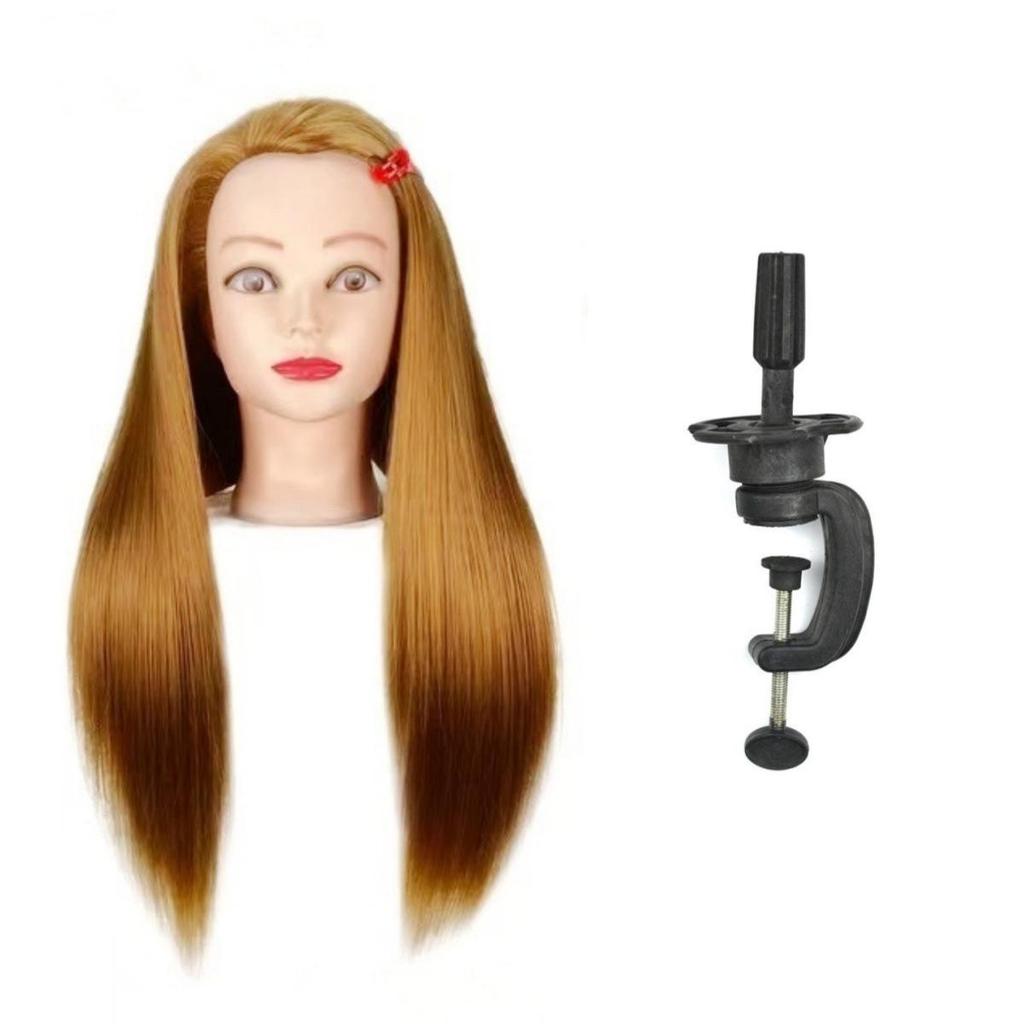 Flecht- und Styling-Mannequinkopf mit gerader Ponyfrisur – Permierbar, Färbbar und Ideal für Friseur- und Schnittübungen