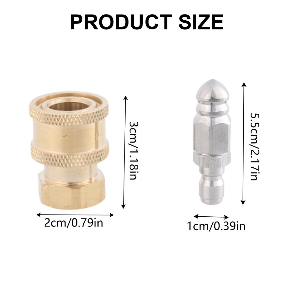 Pressure Washer Quick Connector 1/4inch Pressure Washer Fittings Stainless Steel Sewer Jetting Nozzle Adapter Set