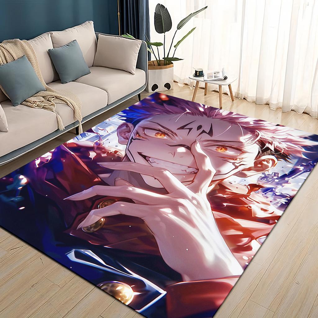 3D Cartoon Jujutsu Kaisen Anime Itadori Yuj Teppich für Wohnzimmer Schlafzimmer Zuhause Sofa Dekoration, Kinder Spiel Rutschfeste Bodenmatte