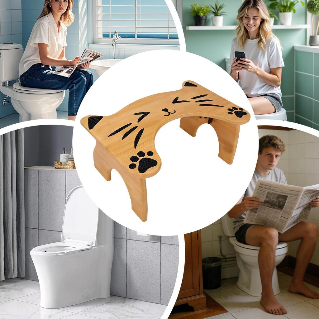 Toilet Squat Stool Adult Foldable Non-Slip Step Chair 7 Inches Height Foldable Wooden Toilet Stool For Elders Shower Bathroom