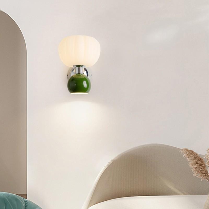 New Nordic Home Decor Wall Lamps Plastic Material Lightings Modern Soft Style Pumpkin Shape Bedroom Lustres