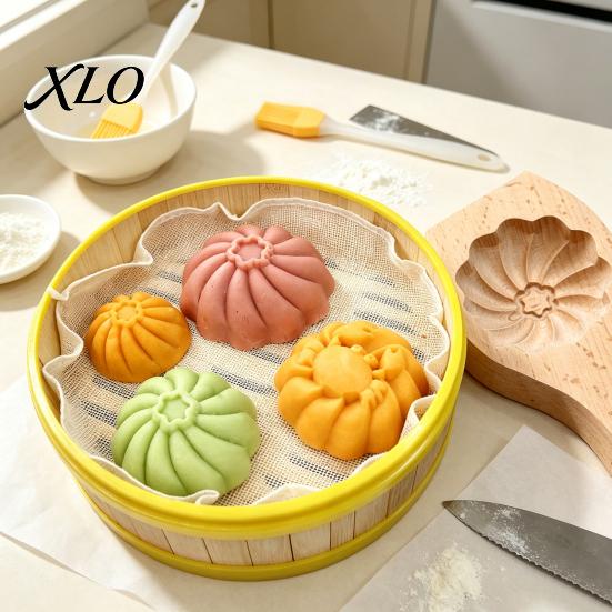 Pastry Shaping Tool Wooden Steamed Bun Maker Mold, Handmade Dough Pressing for Buns, Solid Durable Baking Mold Wood Kitchen Gadget Asian Dumpling And