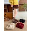 Red Thick-soled Plush Slippers, Winter Skirt Warm Cotton Slippers