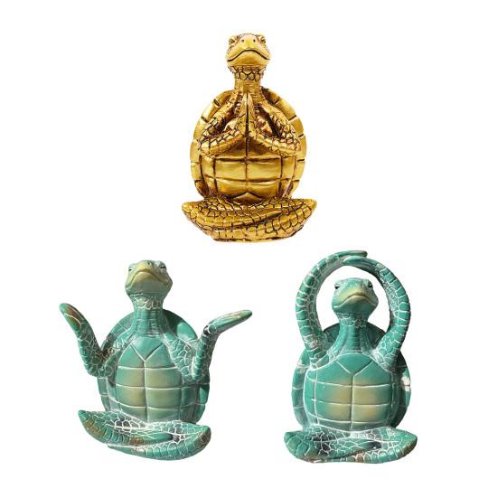 Meditation Yoga Sea Turtle Figurine Small Coastal Beach Animal Sculpture Resin Zen Statue for Aquarium Fish Tank Home Desk Decor
