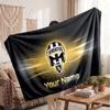 Juventus FC Personalized Fleece Blanket With Football Logo, Custom Name Text Soft Warm Home Throw Blanket