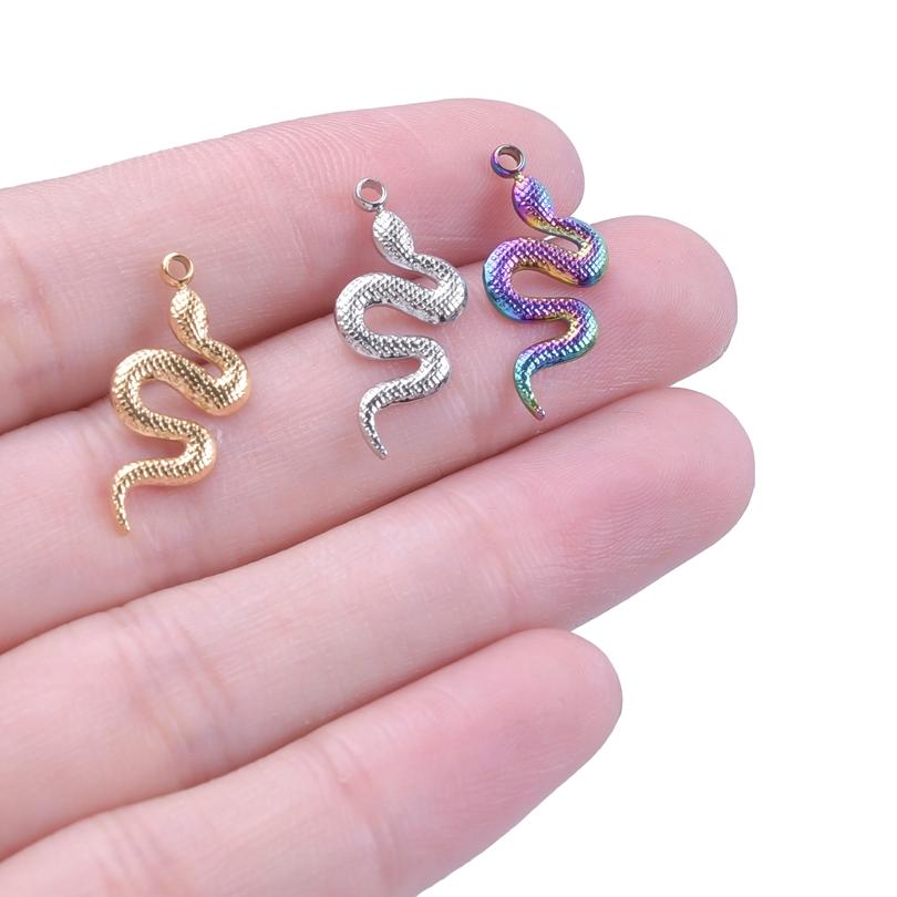 Different Style 3pcs Serpent Charm Stainless Steel Pendant Snake Pendant Charms For Jewelry Making Supplies Animal Punk Material