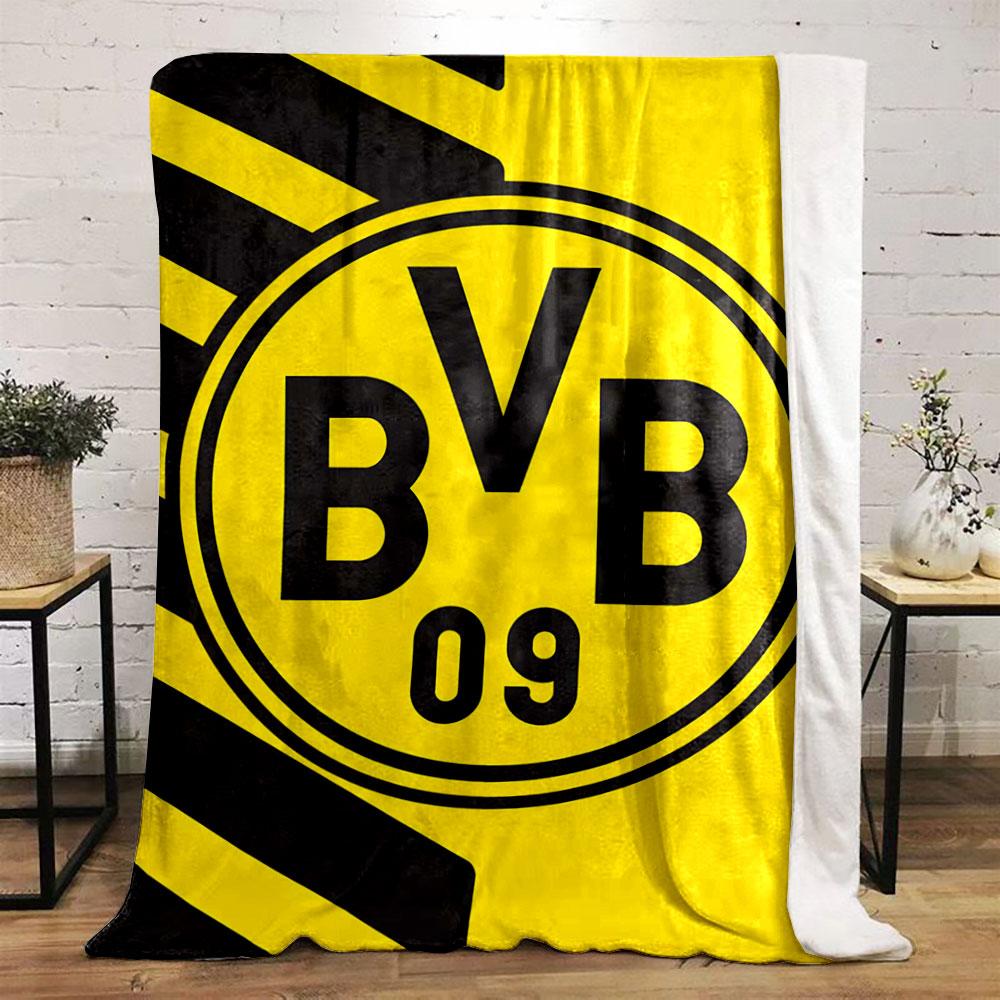 Yellow Background with Black "BVB 09" Circle and Diagonal Black Stripes. for All Seasons Blanket Lunch Break Throw Gift