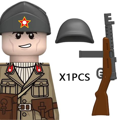 MOC WK2 Italienische Soldaten Figuren Bausteine Italien Armee Infanterie Offizier Waffen Pistole Umhang Helme Panzerkanone Steine Spielzeug