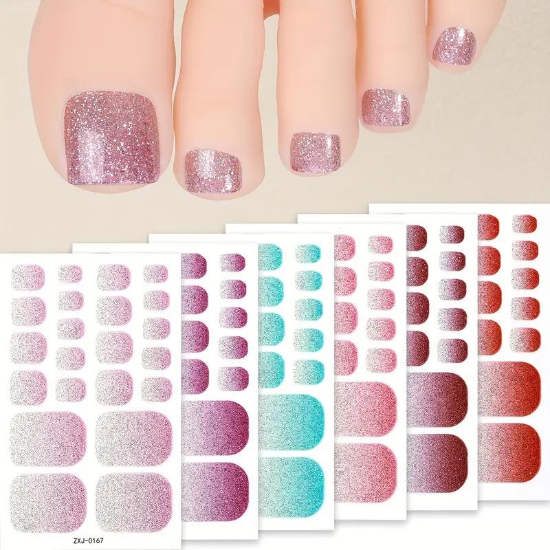 New Summer Glossy Pink Gradient Toenail Stickers, Perfect for Beachy Girls, Trending Nail Art Stickers.
