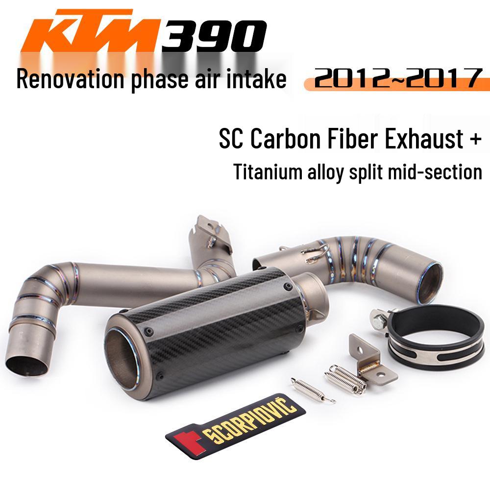 Modified Exhaust System for Duke390/RC390: Stainless Steel & Titanium Mid-pipe & Tailpipe Set