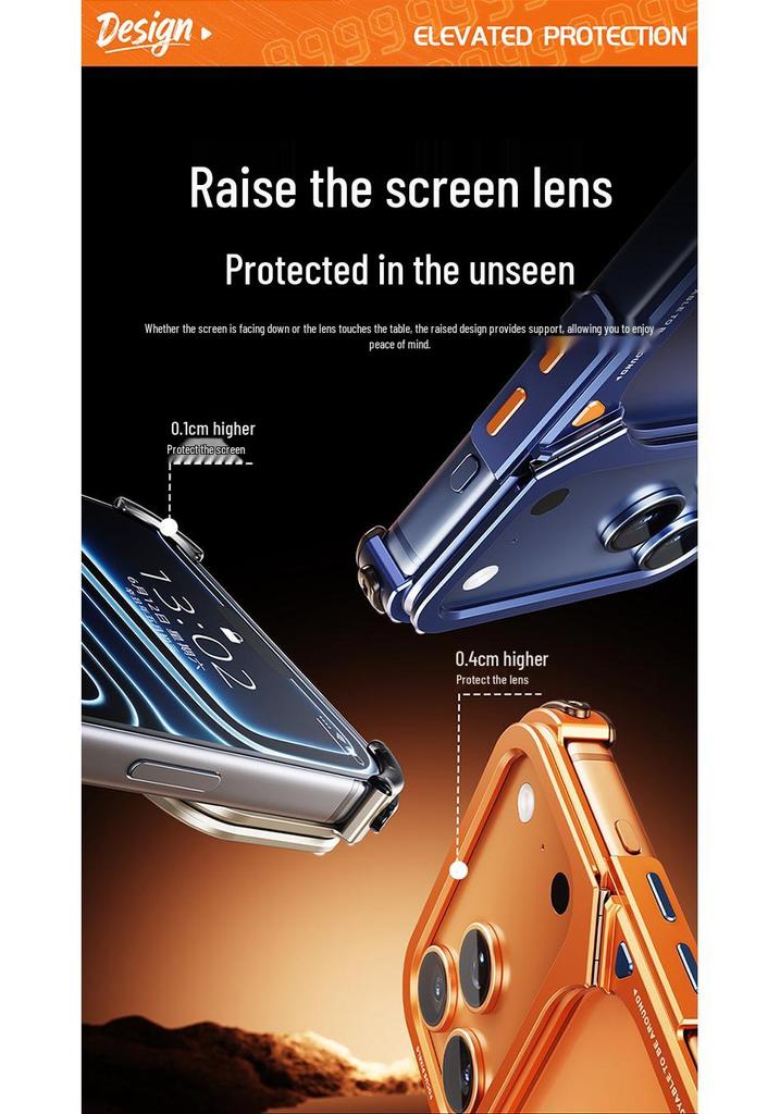 9 Shells Metal Phone Case for iPhone 17 Pro Max with Lens Stand and Air Cushion Drop Protection