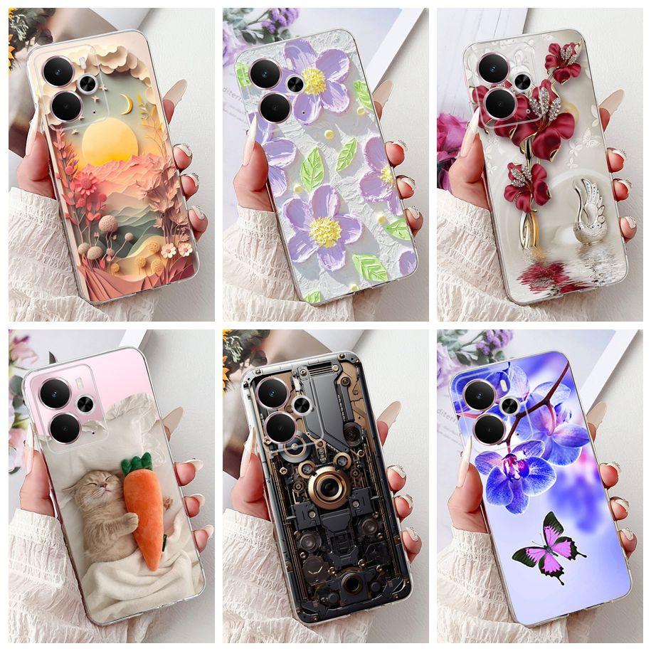 For Realme 14 5G Case Realme 14T Cover RMX5078 RMX5075 Shockproof Silicone Soft TPU Flower Bumper For Realme14 14 T Phone Shells
