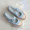 Thick-soled Retro Light-mouth Mary Jane Canvas Shoes, New Lazy One-word Buckle Versatile Casual Women's Shoes