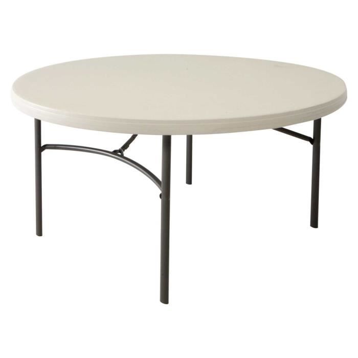 Table pliante - LIFETIME - Diamètre 152cm - 6 à 8 personnes - Polyéthylène - Garantie 10 ans
