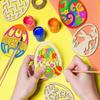 2026 1-3Sets DIY Wooden Easter Egg Craft Set 3D Hanging Decorations with Beads String and Stickers for Classroom Activities